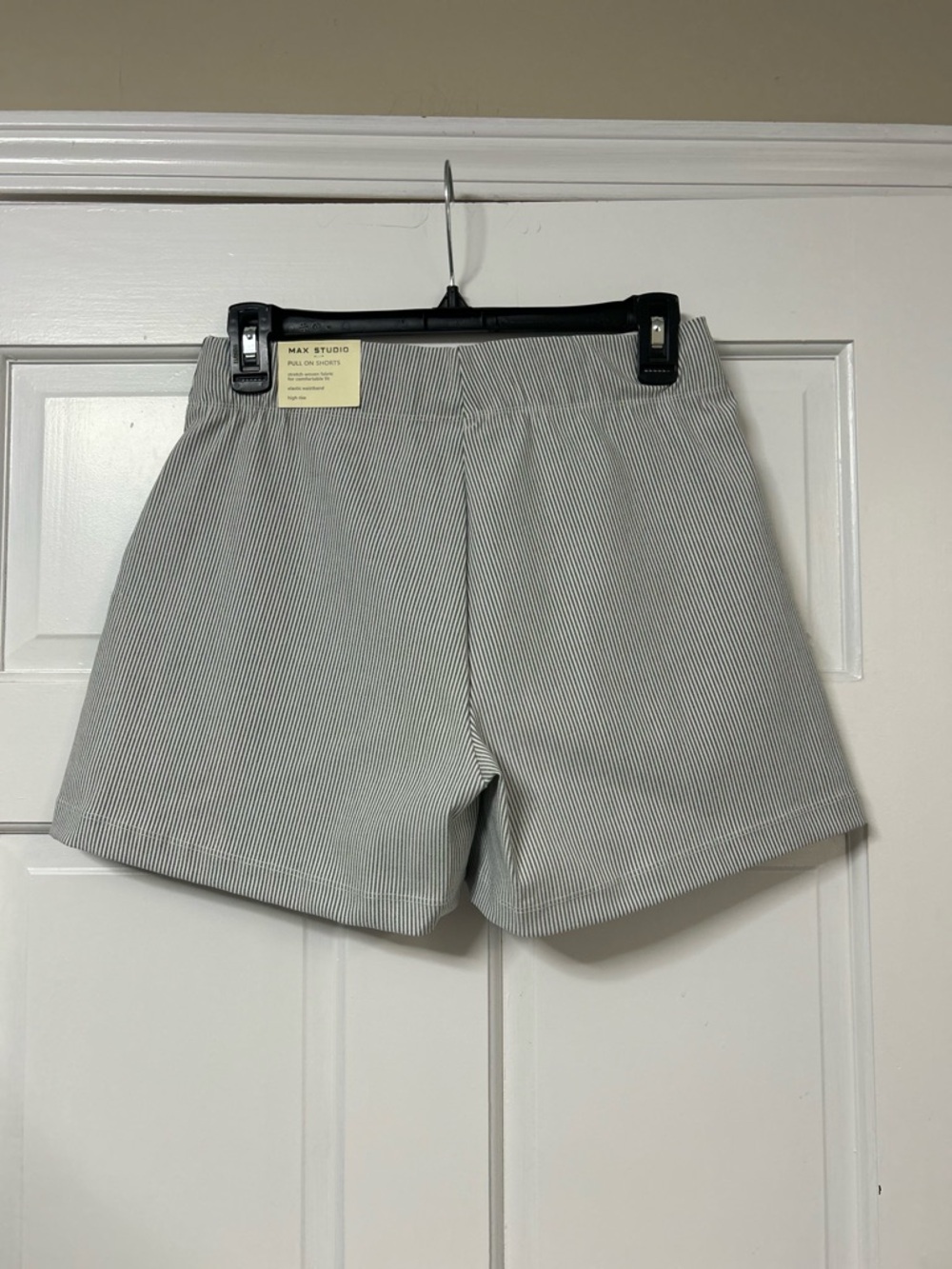 Max Studio Gray Pinstripe High-Waist Shorts - Picture 2 of 4